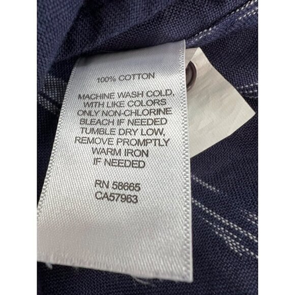 NWT Treasure & Bond Size L Navy White IKAT Print Long Sleeve Button-Up Shirt - Picture 7 of 10